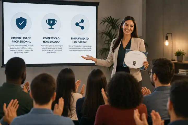 Profissional ministrando curso